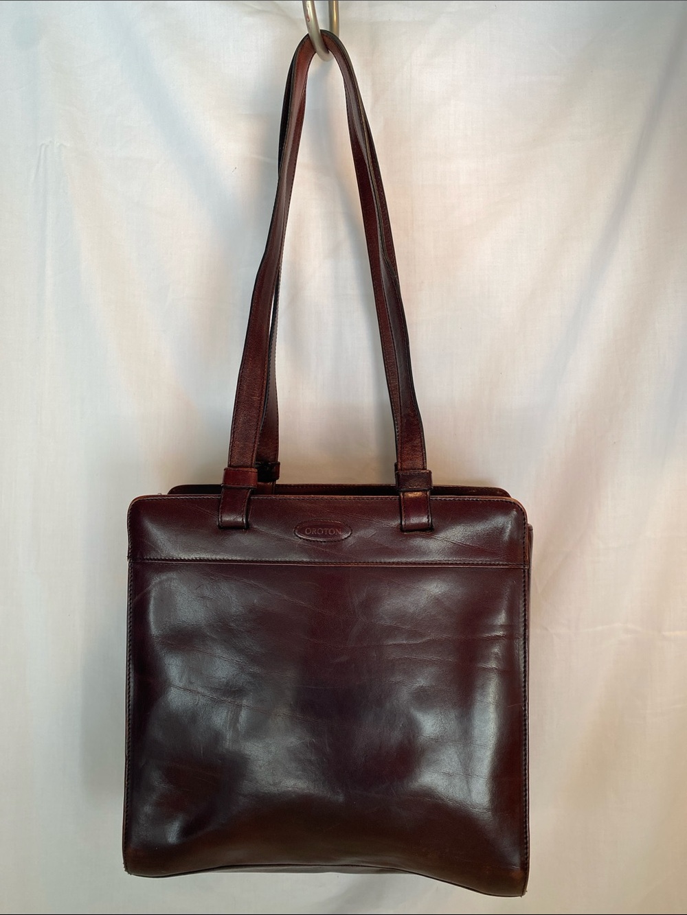 Oroton Dark Burgundy Leather Messenger Bag